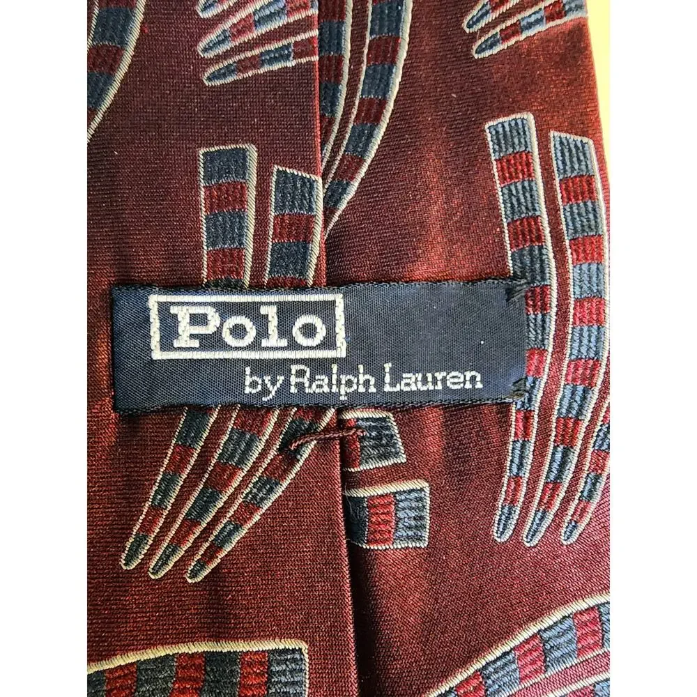 Polo Ralph Lauren Men's Tie 100% Silk Hand Made in USA Burgandy